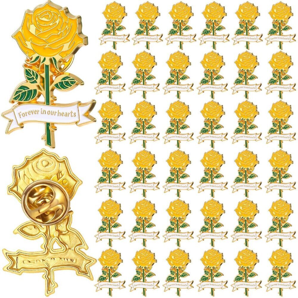 Enamel Rose Lapel Pin Memorial Funeral Favors Forever in Our Hearts